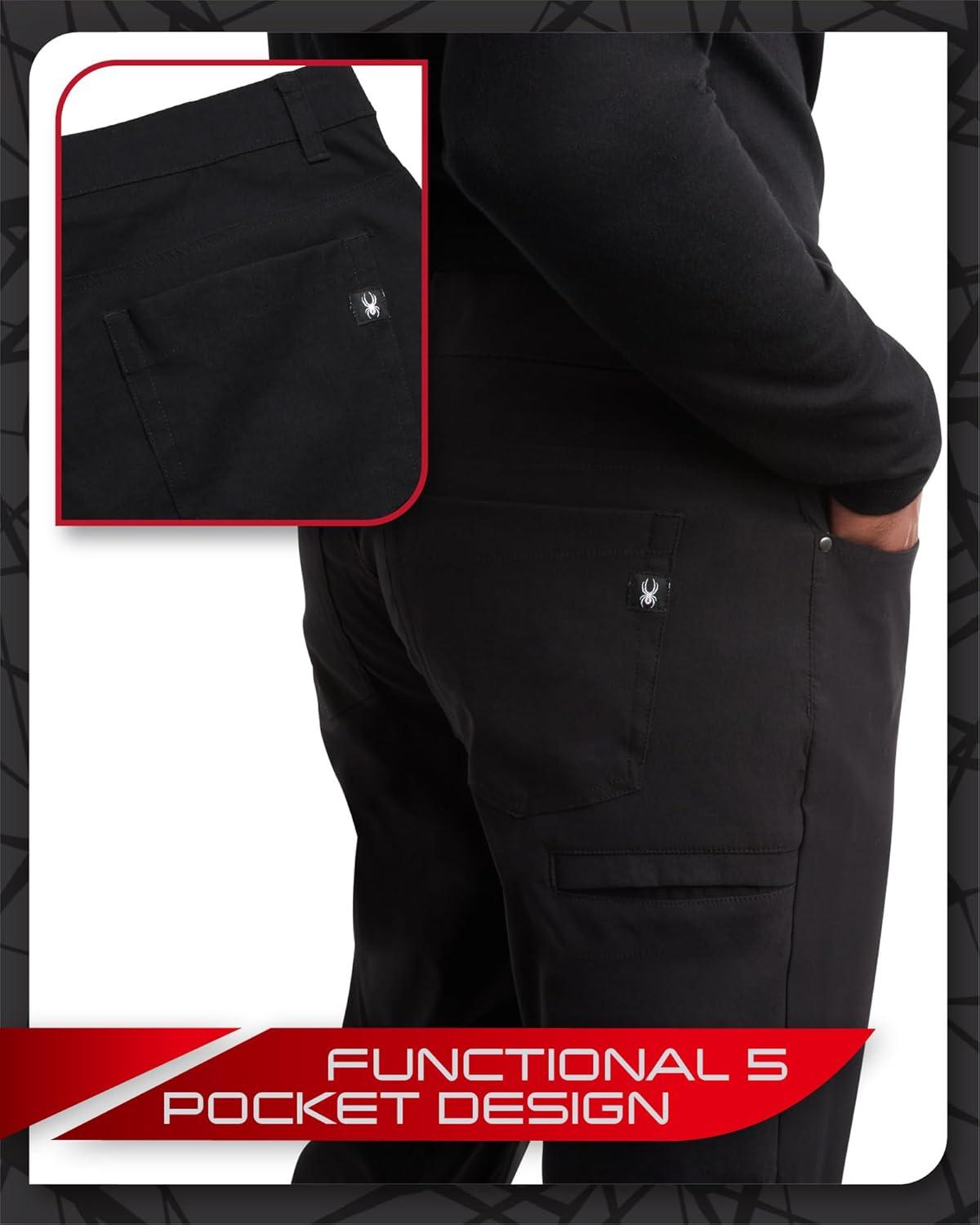 imageSpyder Mens Work Pants Lightweight Stretch Moisture Wicking Golf Pants for Work Comfortable Casual Dress Pants for MenBlack