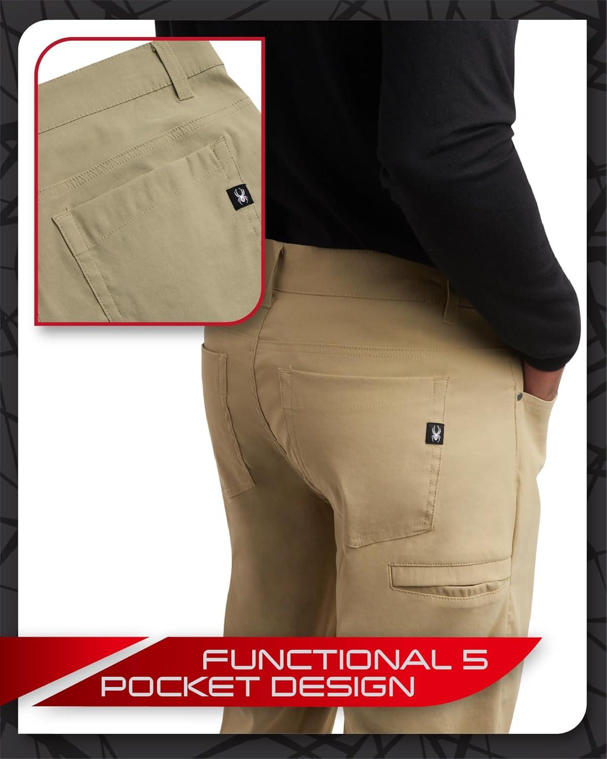 imageSpyder Mens Work Pants Lightweight Stretch Moisture Wicking Golf Pants for Work Comfortable Casual Dress Pants for MenKhaki