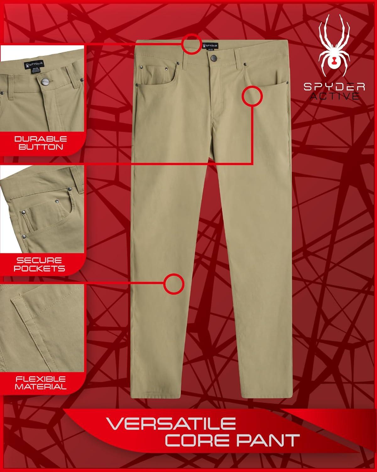 imageSpyder Mens Work Pants Lightweight Stretch Moisture Wicking Golf Pants for Work Comfortable Casual Dress Pants for MenKhaki