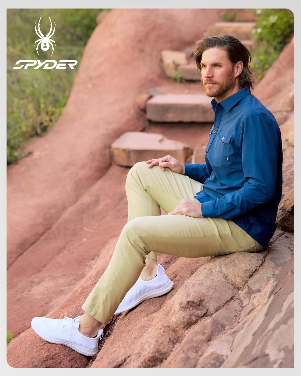 imageSpyder Mens Work Pants Lightweight Stretch Moisture Wicking Golf Pants for Work Comfortable Casual Dress Pants for MenOlive