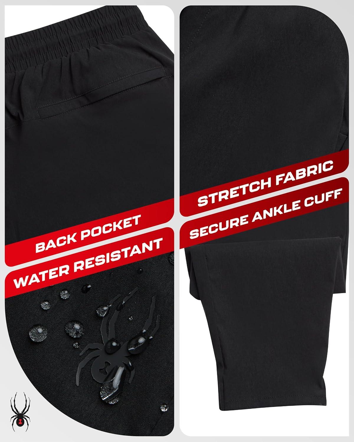 imageSpyder Mens Work Pants Moisture Wicking Pants for Work Lightweight Stretch Casual Golf Wear and Athletic Joggers for MenBlack