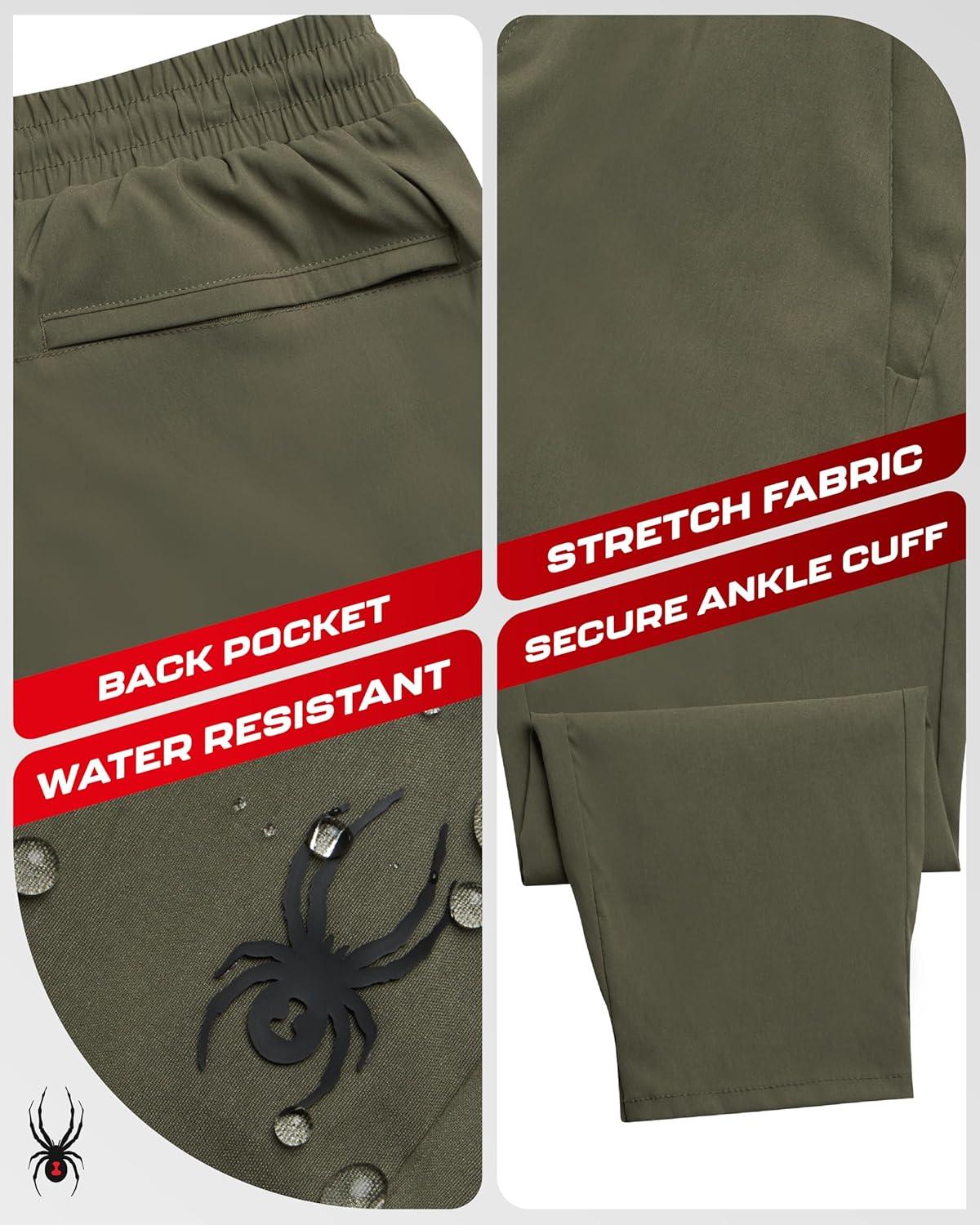 imageSpyder Mens Work Pants Moisture Wicking Pants for Work Lightweight Stretch Casual Golf Wear and Athletic Joggers for MenOlive