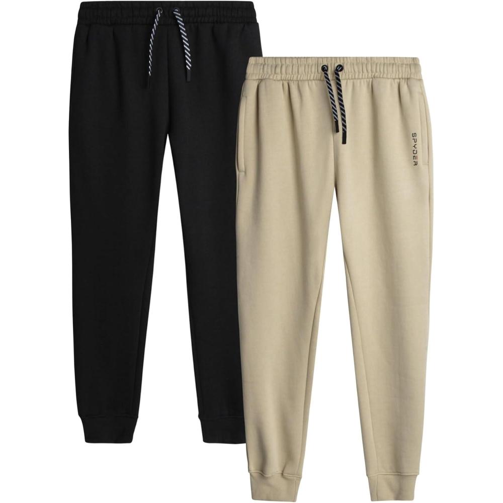 imageSpyder Mens Active Jogger Sweatpants 2 Pack Athletic Fleece Workout Gym Joggers with Pockets and Drawcord Sizes SXXL