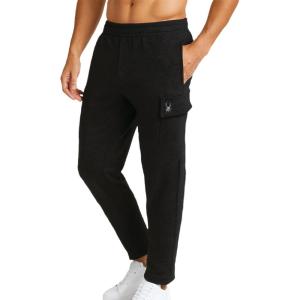 Spyder Mens Cargo Sweatpants – Soft Stretch Fleece Mens Joggers with Pockets & Elastic Waistband for Running Jogging Workout(Black)