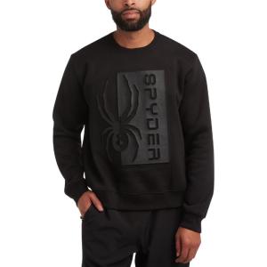 Spyder Mens Crewneck Sweatshirt – Soft Performance Fleece Pullover Sweatshirts for Men – Casual Gym Workout Mens Sweatshirt(Black Print)