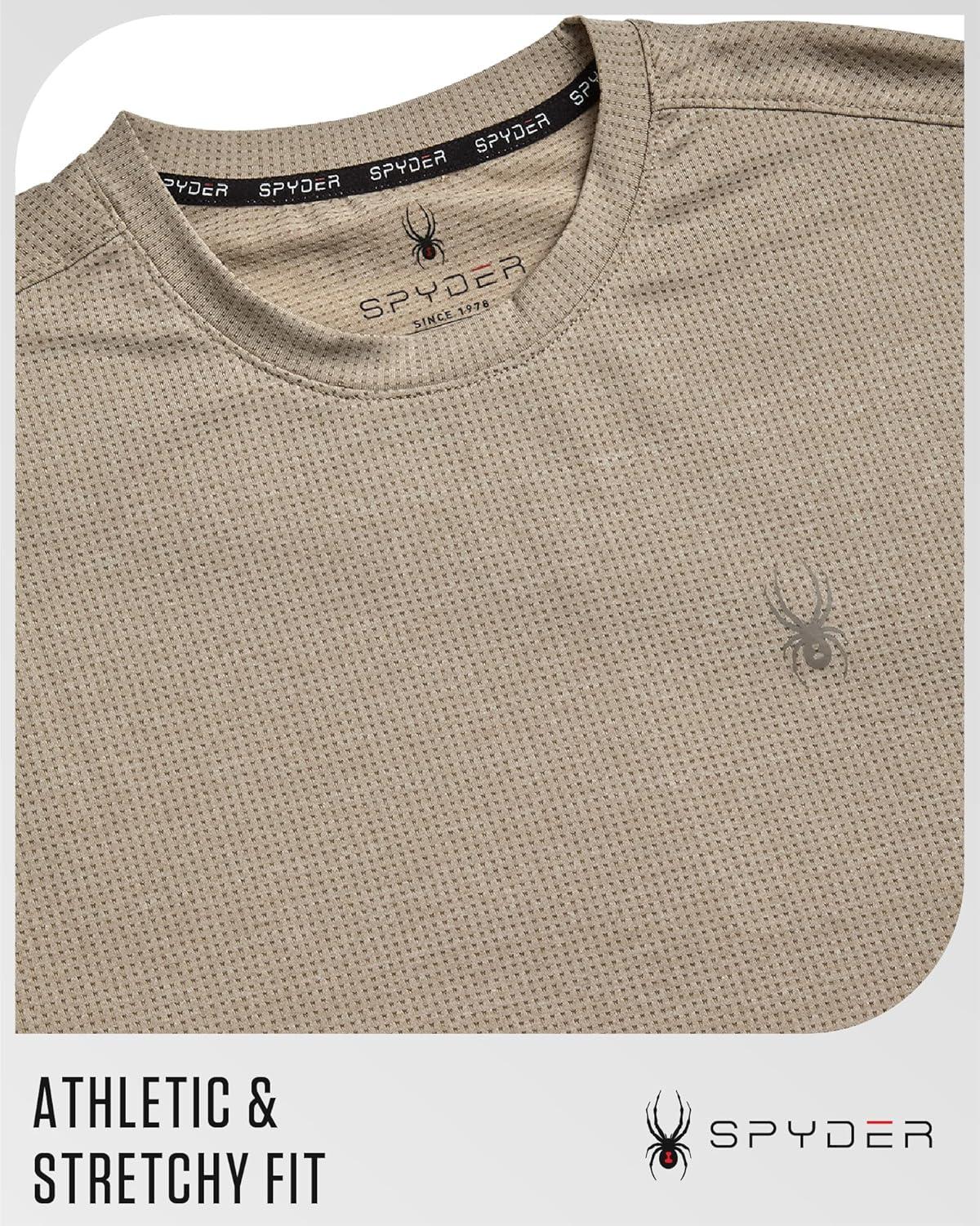 imageSpyder Mens Athletic Shirts Moisture Wicking Short Sleeve Crewneck Workout Shirts for Men Relaxed Fit Mens Shirts for GymGravel