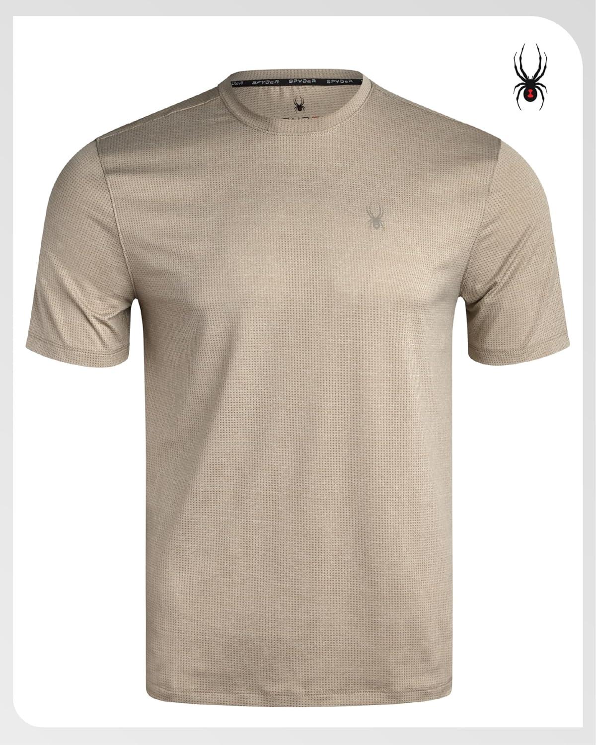 imageSpyder Mens Athletic Shirts Moisture Wicking Short Sleeve Crewneck Workout Shirts for Men Relaxed Fit Mens Shirts for GymGravel