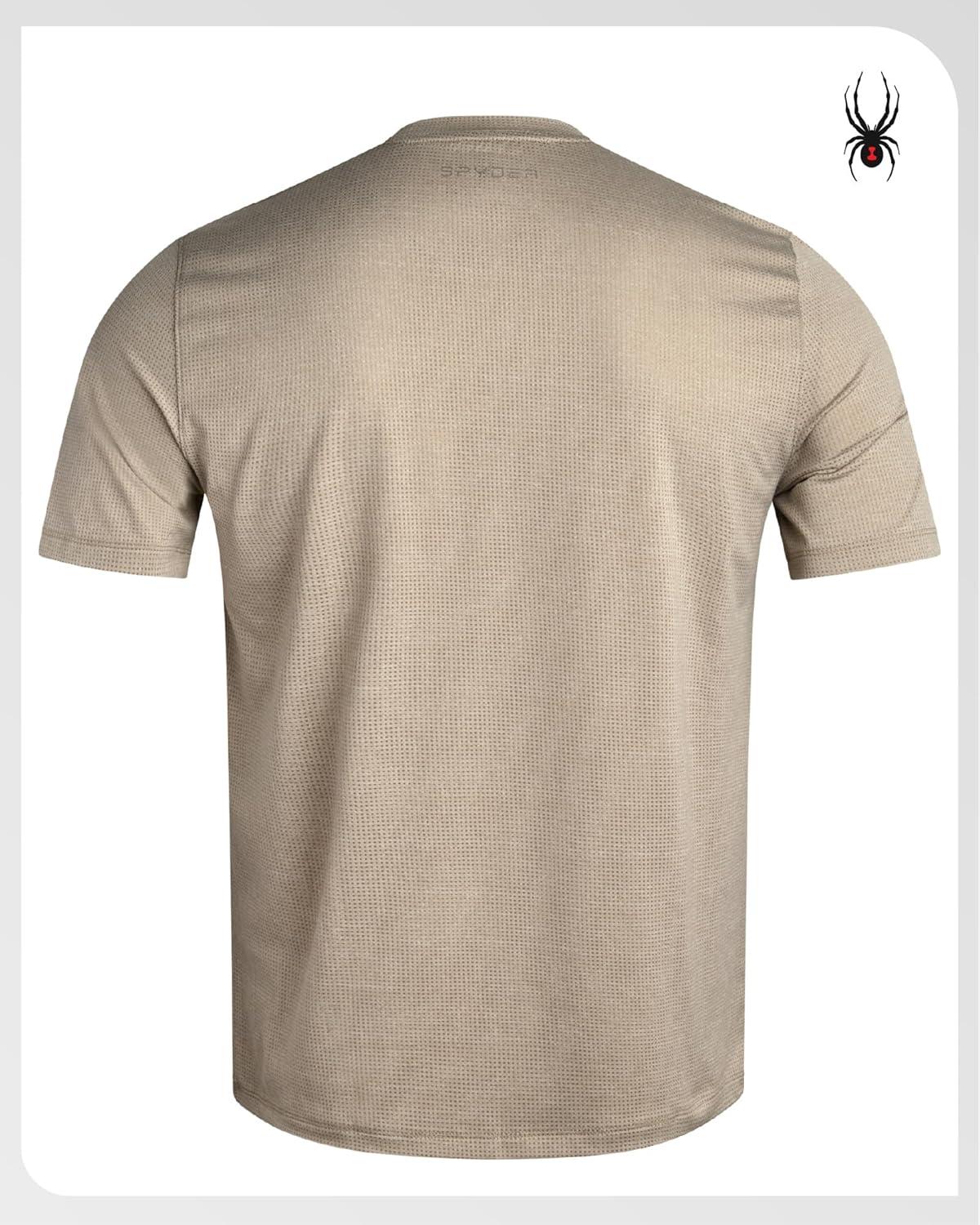 imageSpyder Mens Athletic Shirts Moisture Wicking Short Sleeve Crewneck Workout Shirts for Men Relaxed Fit Mens Shirts for GymGravel