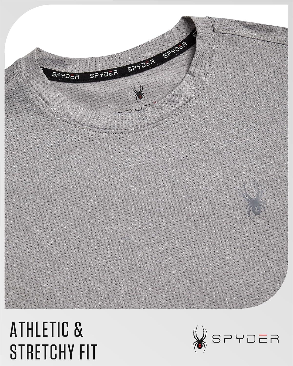 imageSpyder Mens Athletic Shirts Moisture Wicking Short Sleeve Crewneck Workout Shirts for Men Relaxed Fit Mens Shirts for GymLight Grey