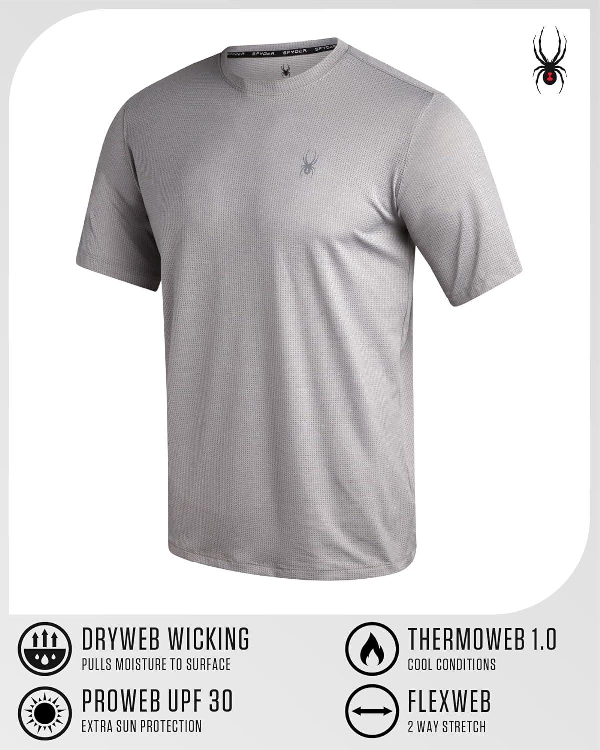 imageSpyder Mens Athletic Shirts Moisture Wicking Short Sleeve Crewneck Workout Shirts for Men Relaxed Fit Mens Shirts for GymLight Grey