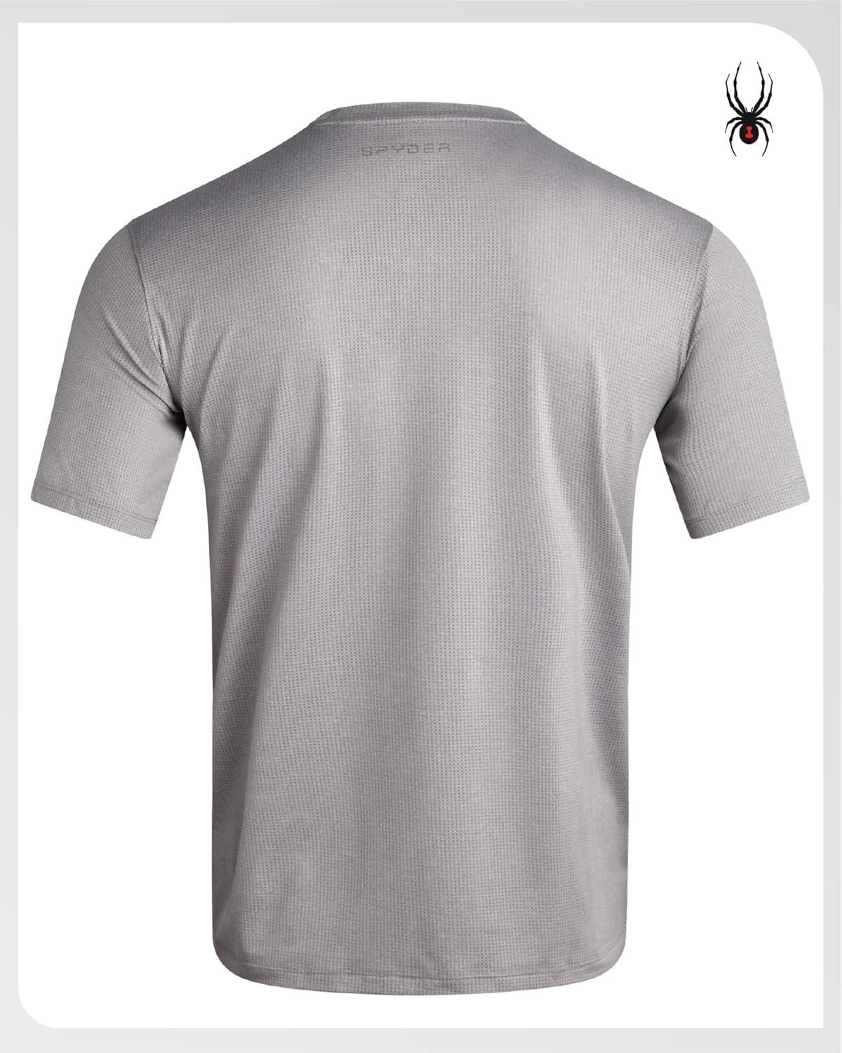 imageSpyder Mens Athletic Shirts Moisture Wicking Short Sleeve Crewneck Workout Shirts for Men Relaxed Fit Mens Shirts for GymLight Grey