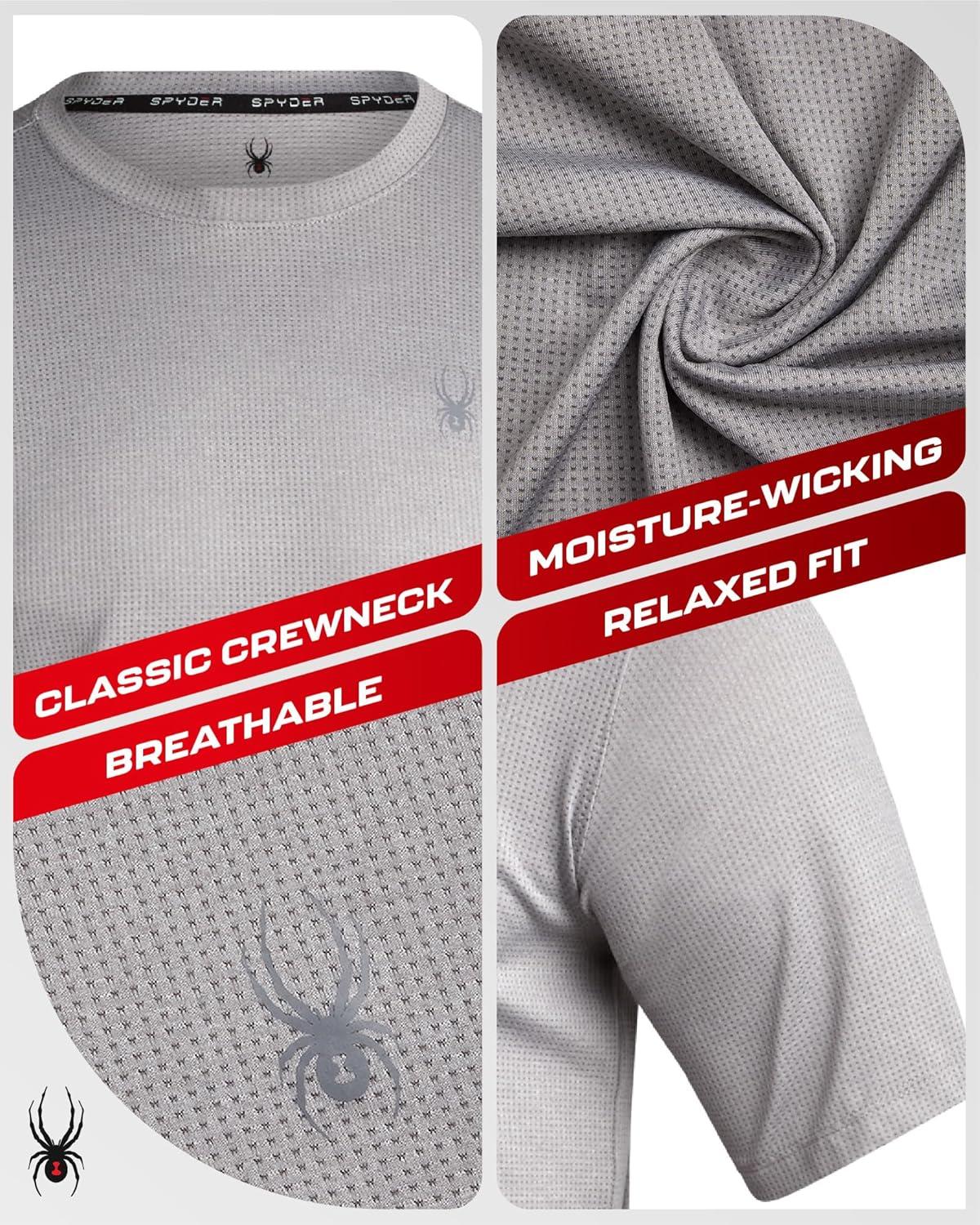 imageSpyder Mens Athletic Shirts Moisture Wicking Short Sleeve Crewneck Workout Shirts for Men Relaxed Fit Mens Shirts for GymLight Grey