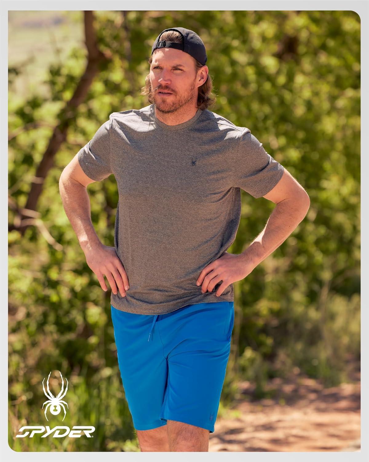 imageSpyder Mens Athletic Shirts Moisture Wicking Short Sleeve Crewneck Workout Shirts for Men Relaxed Fit Mens Shirts for GymNavy