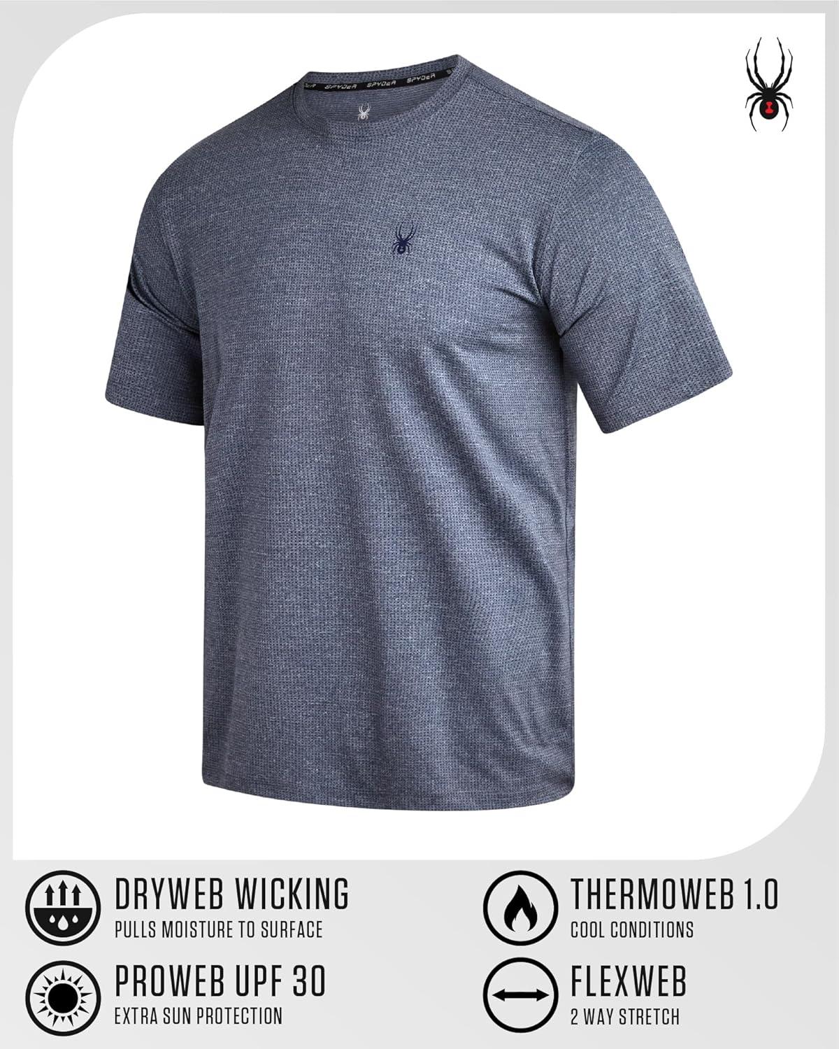 imageSpyder Mens Athletic Shirts Moisture Wicking Short Sleeve Crewneck Workout Shirts for Men Relaxed Fit Mens Shirts for GymNavy