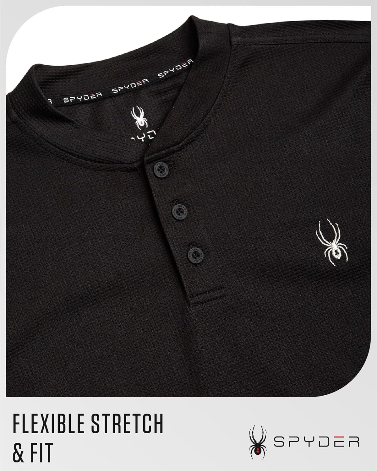 imageSpyder Mens Henley Shirt Lightweight Quick Dry Moisture Wicking Long Sleeve Athletic Performance Shirts for MenBlack