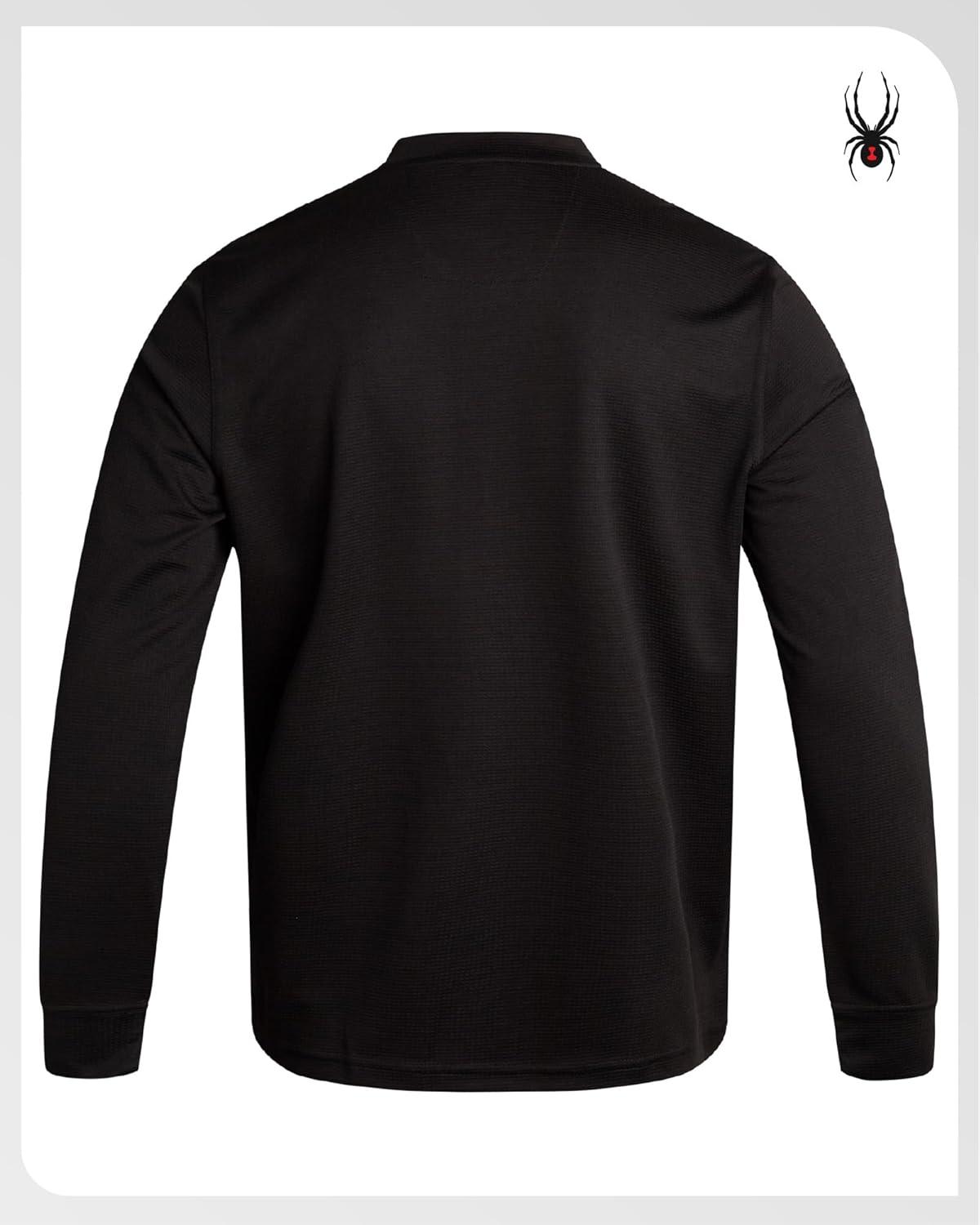 imageSpyder Mens Henley Shirt Lightweight Quick Dry Moisture Wicking Long Sleeve Athletic Performance Shirts for MenBlack