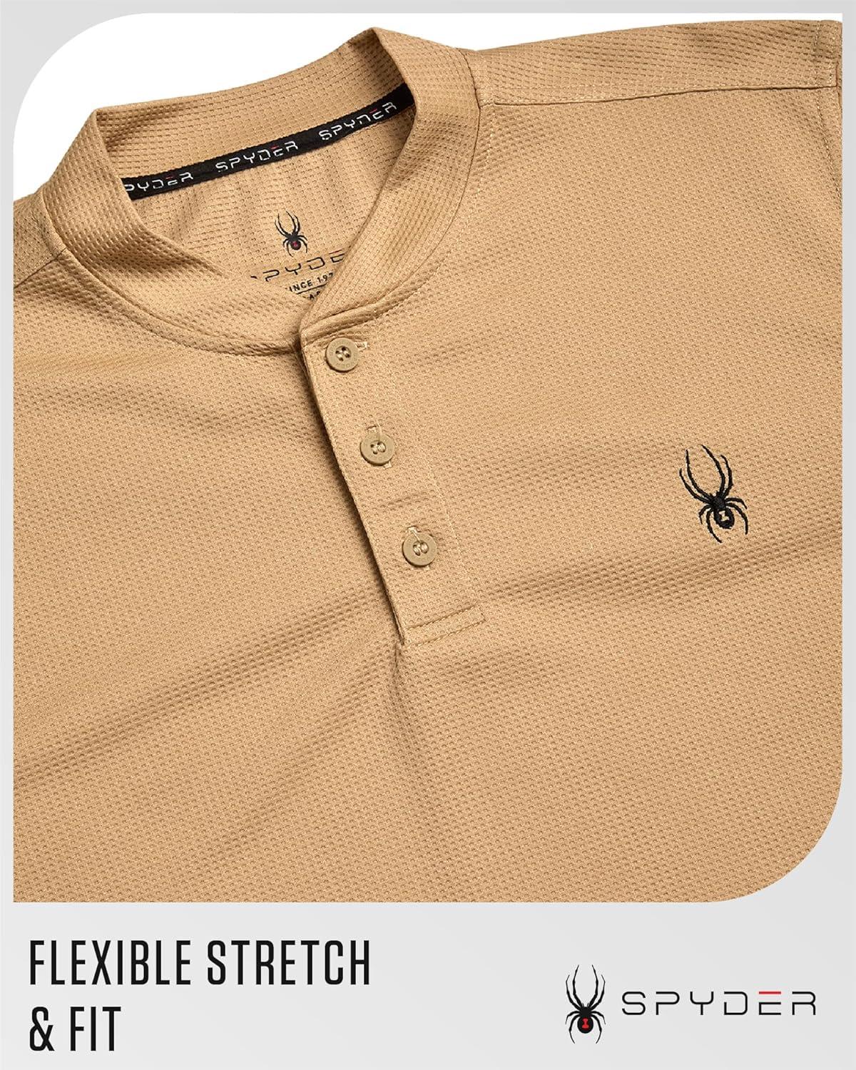 imageSpyder Mens Henley Shirt Lightweight Quick Dry Moisture Wicking Long Sleeve Athletic Performance Shirts for MenSand