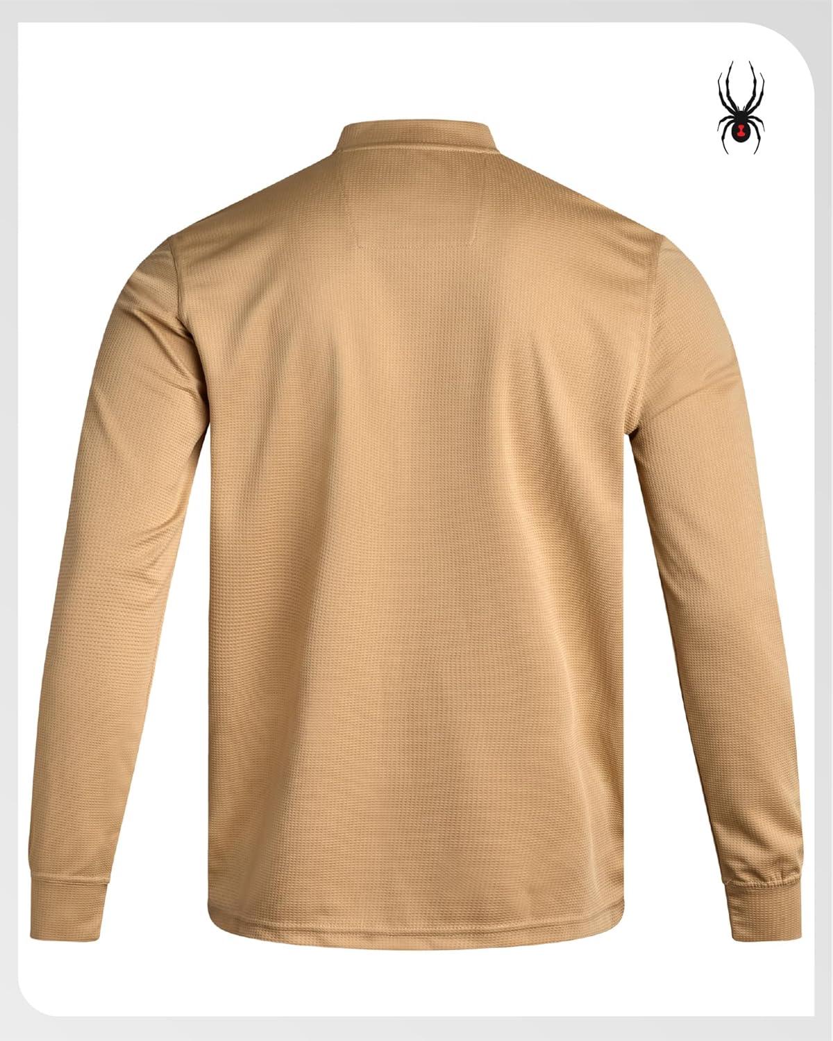 imageSpyder Mens Henley Shirt Lightweight Quick Dry Moisture Wicking Long Sleeve Athletic Performance Shirts for MenSand