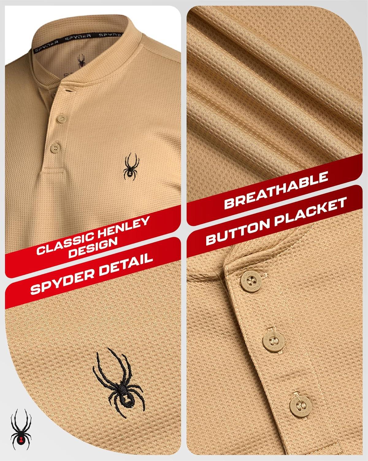 imageSpyder Mens Henley Shirt Lightweight Quick Dry Moisture Wicking Long Sleeve Athletic Performance Shirts for MenSand