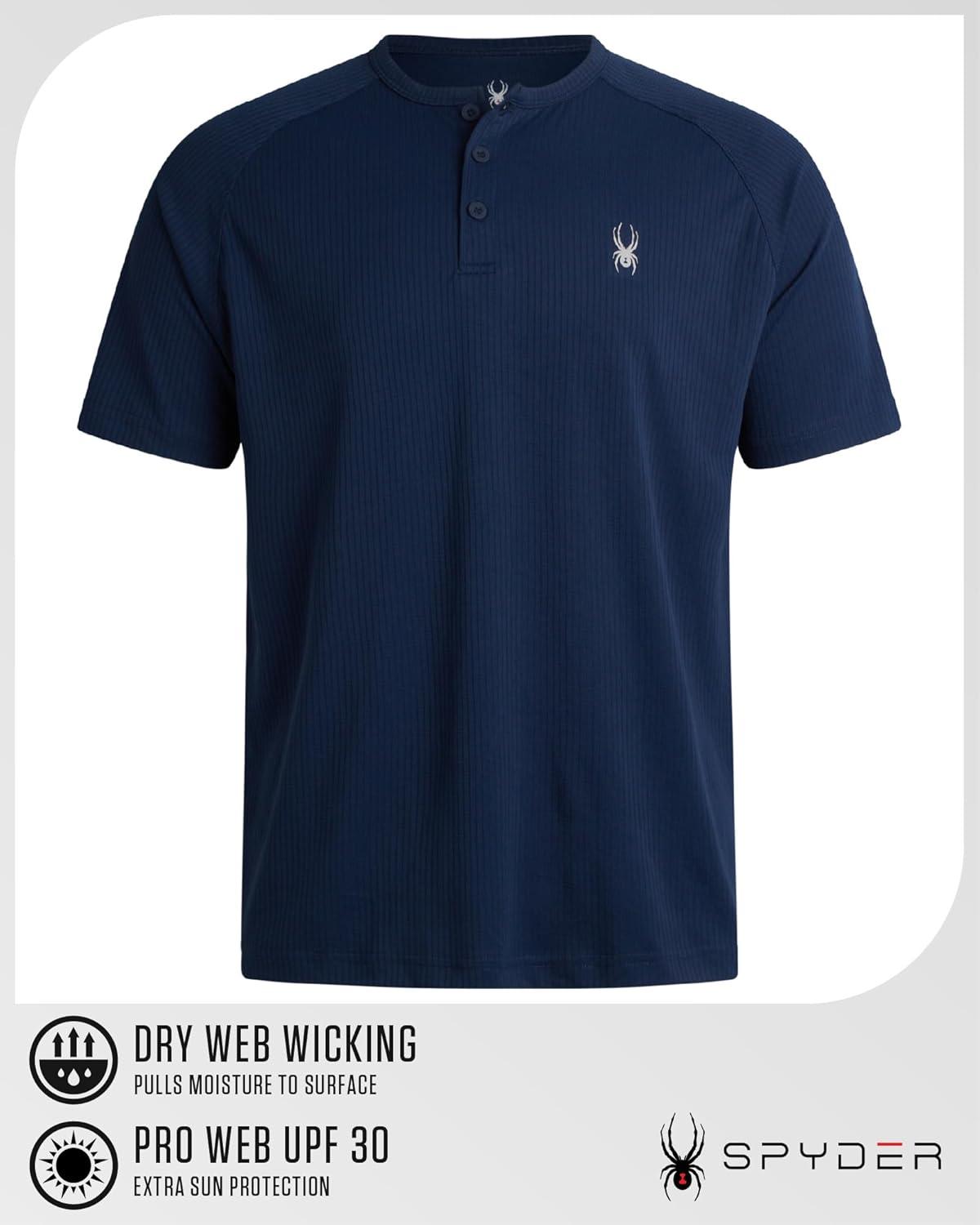 imageSpyder Mens Henley Shirt Lightweight Quick Dry Moisture Wicking Short Sleeve Athletic Performance Shirts for MenNavy
