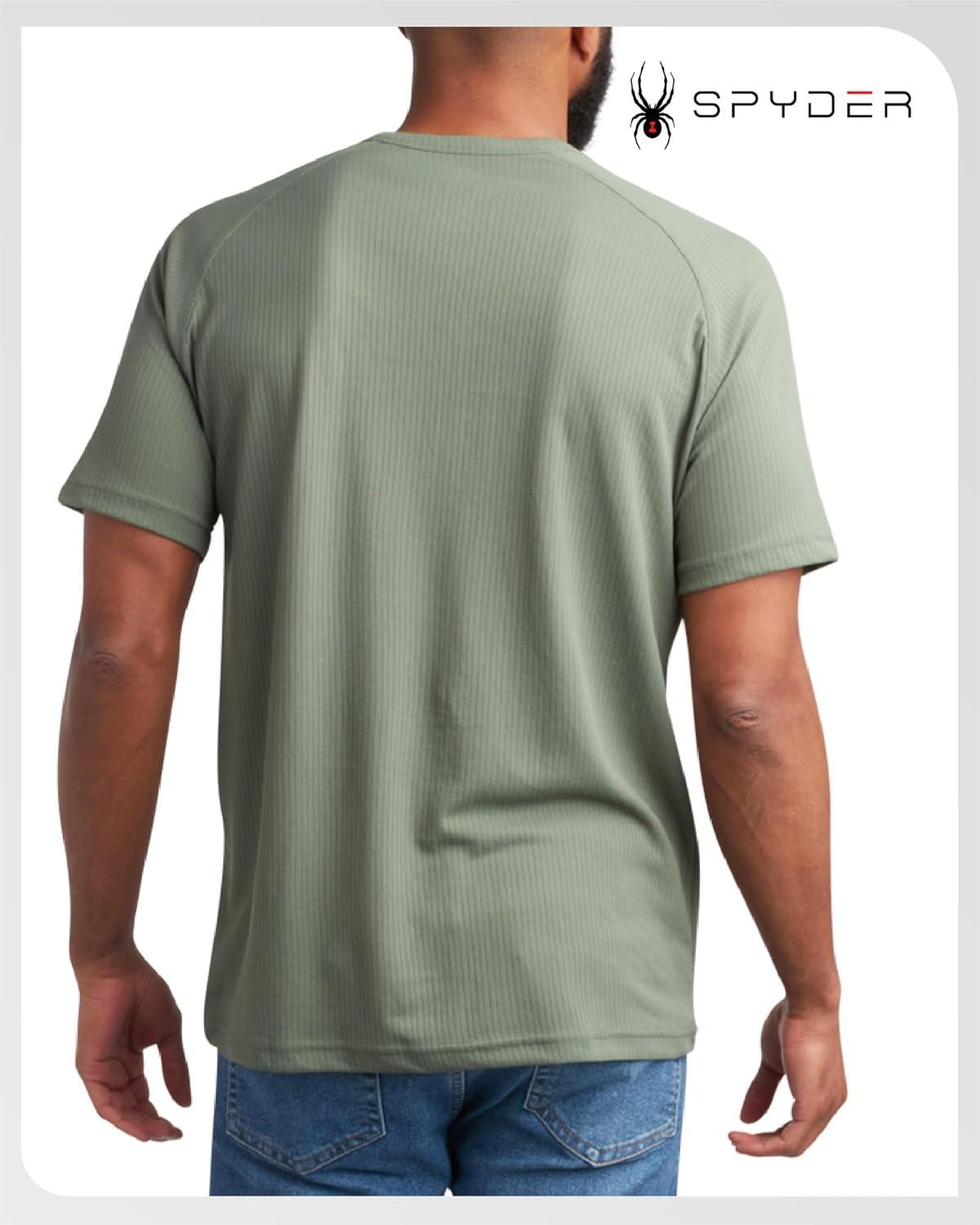imageSpyder Mens Henley Shirt Lightweight Quick Dry Moisture Wicking Short Sleeve Athletic Performance Shirts for MenSpruce Green