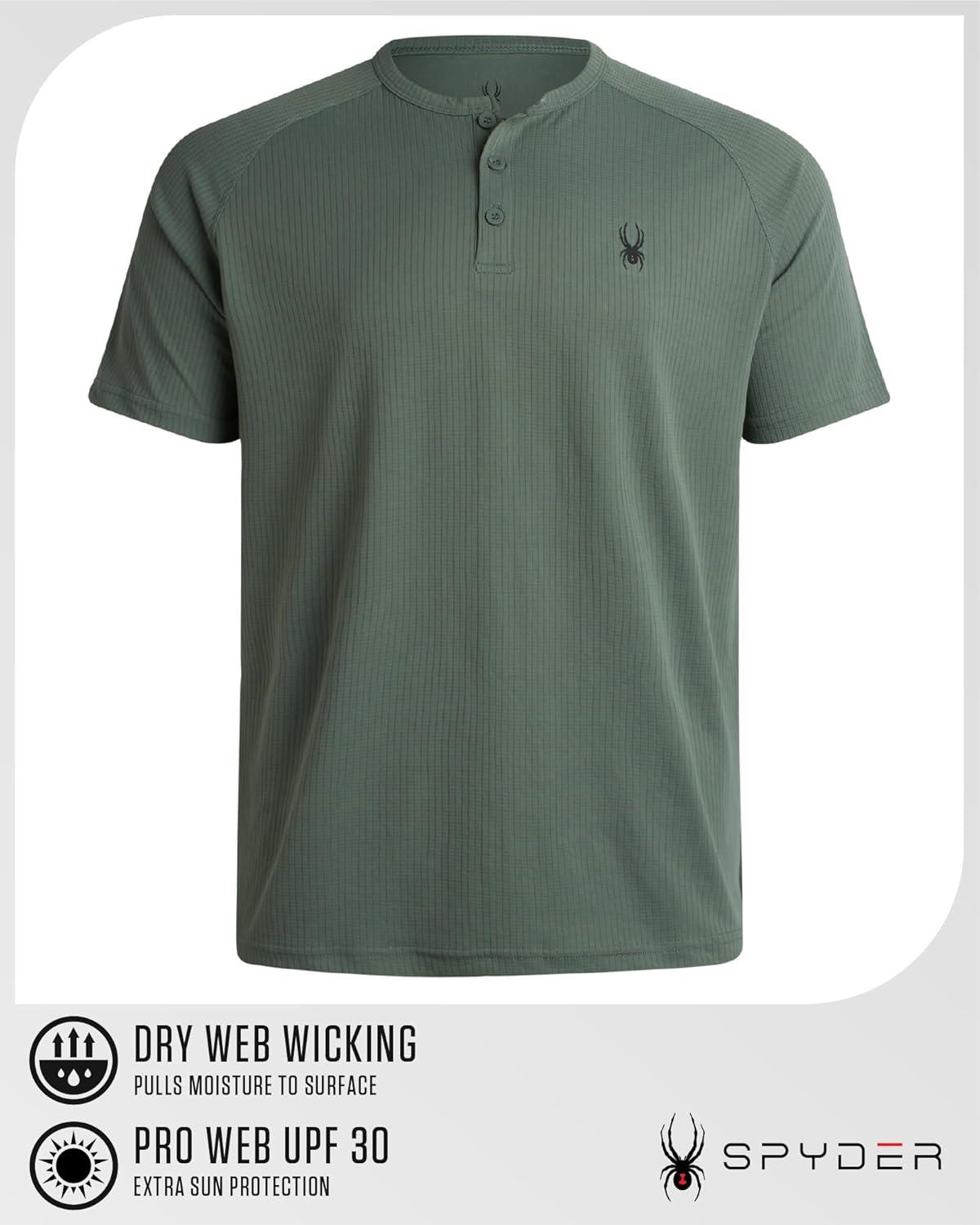 imageSpyder Mens Henley Shirt Lightweight Quick Dry Moisture Wicking Short Sleeve Athletic Performance Shirts for MenSpruce Green