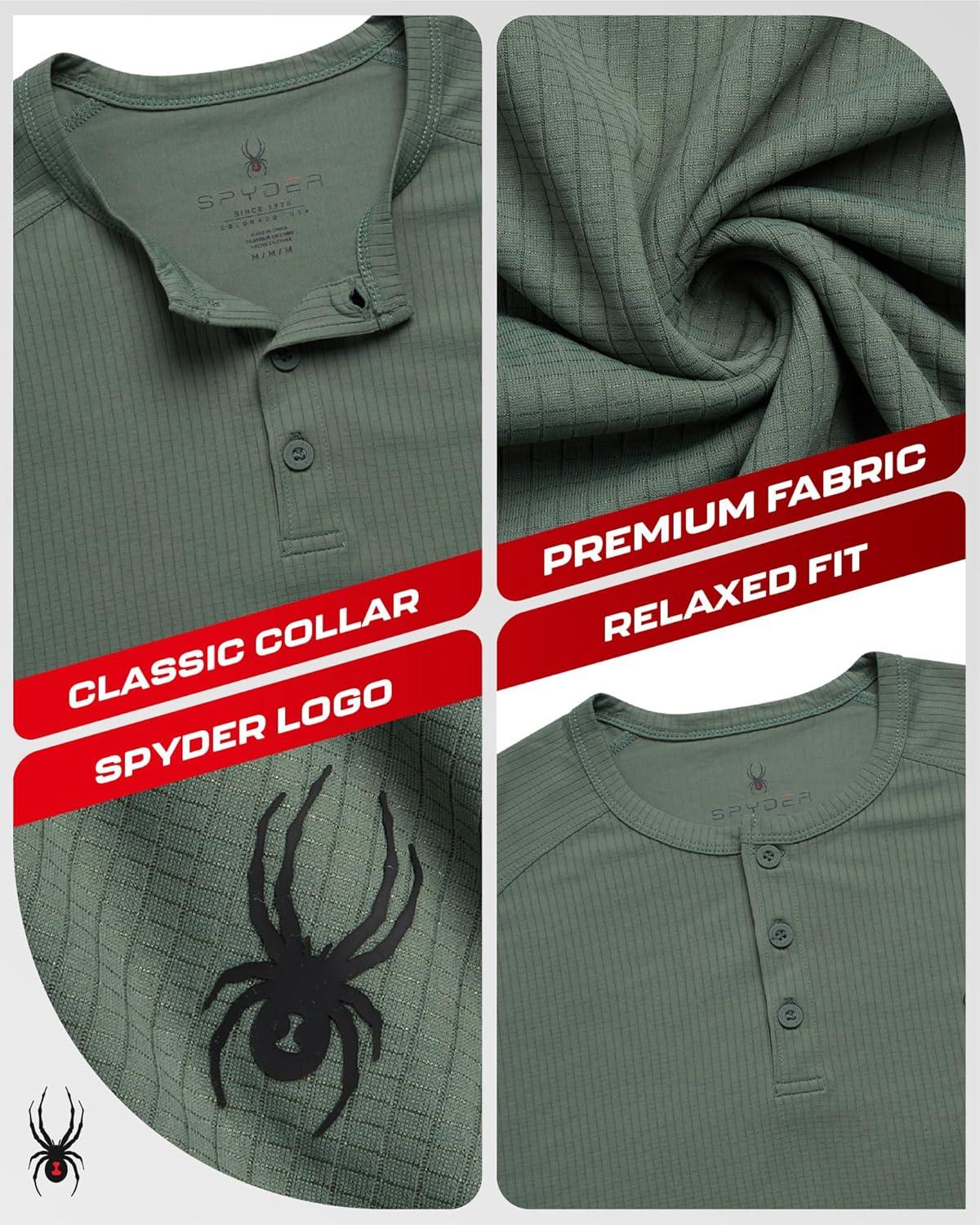 imageSpyder Mens Henley Shirt Lightweight Quick Dry Moisture Wicking Short Sleeve Athletic Performance Shirts for MenSpruce Green