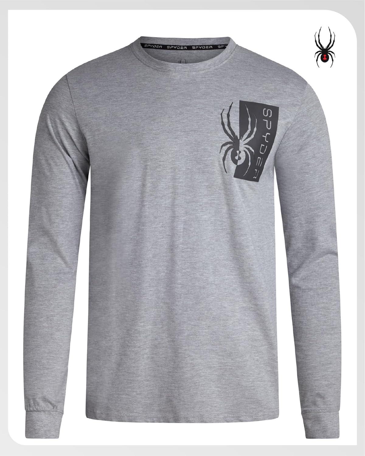 imageSpyder Mens Long Sleeve Shirt Lightweight Casual Crewneck Pullover Graphic Tee Classic Fit Long Sleeve Shirts for MenHeather Grey Logo