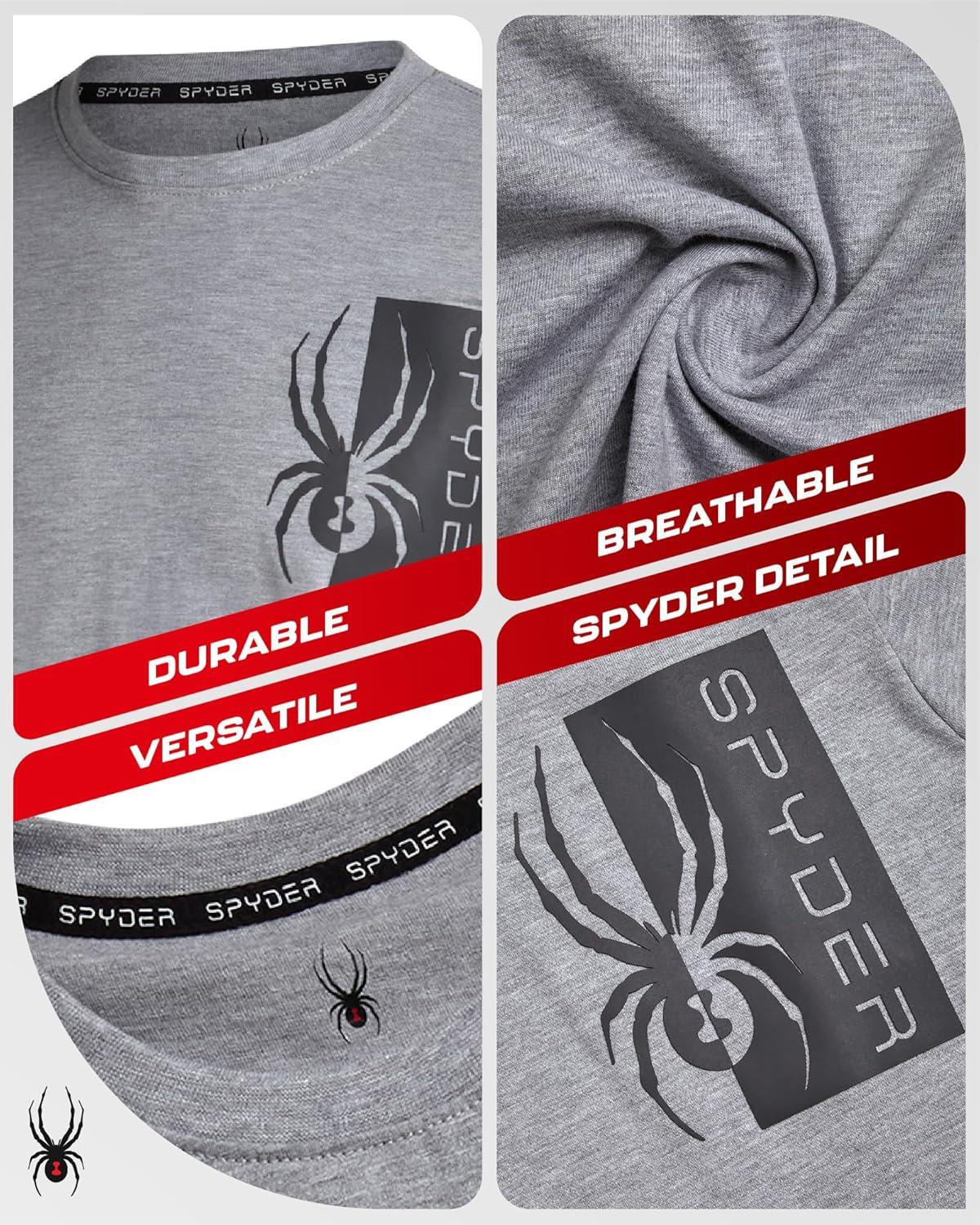 imageSpyder Mens Long Sleeve Shirt Lightweight Casual Crewneck Pullover Graphic Tee Classic Fit Long Sleeve Shirts for MenHeather Grey Logo