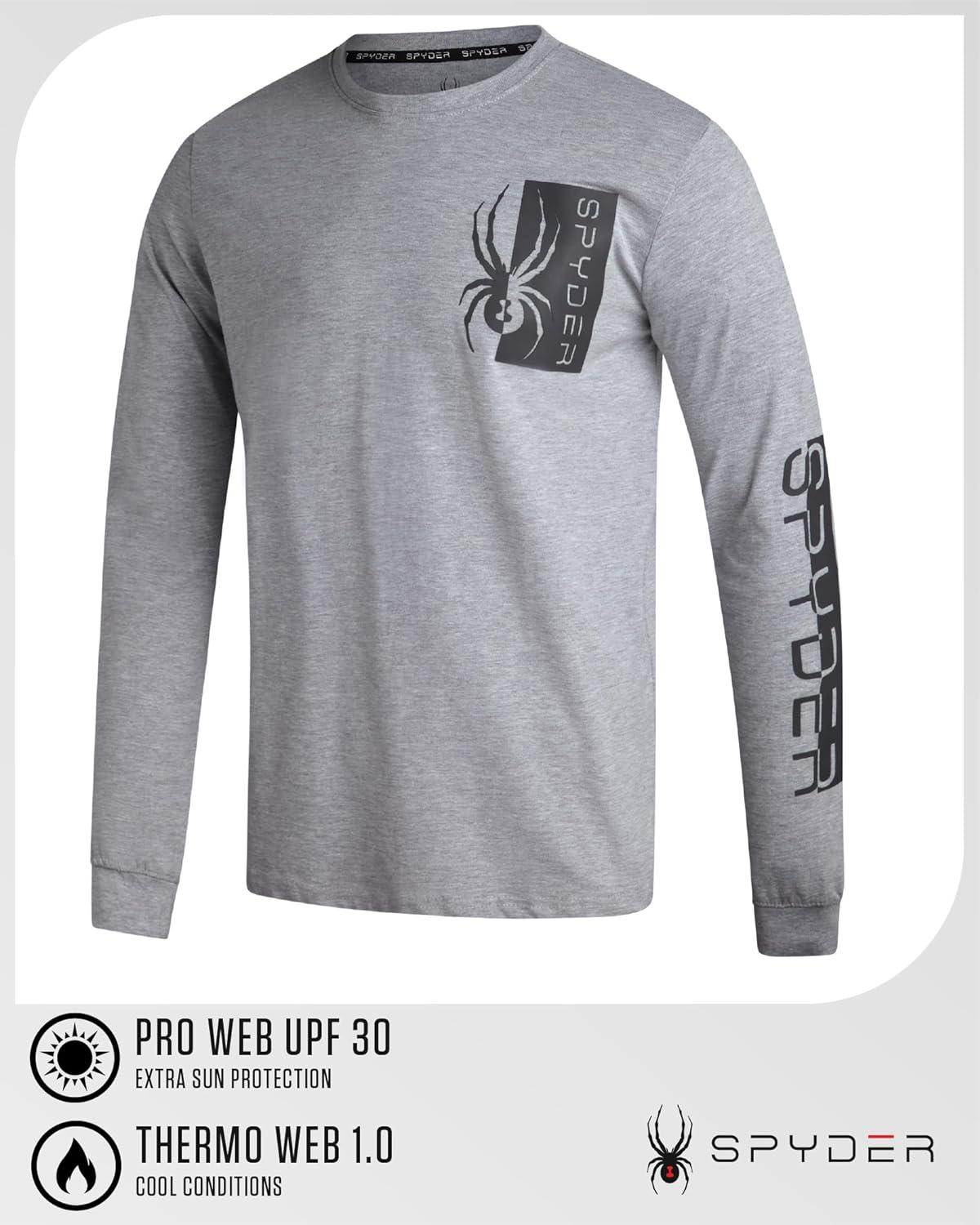 imageSpyder Mens Long Sleeve Shirt Lightweight Casual Crewneck Pullover Graphic Tee Classic Fit Long Sleeve Shirts for MenHeather Grey Logo