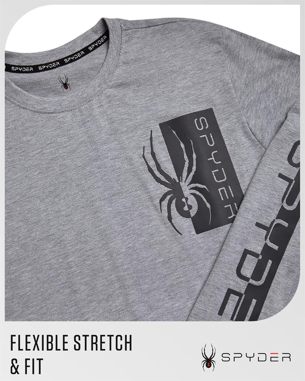 imageSpyder Mens Long Sleeve Shirt Lightweight Casual Crewneck Pullover Graphic Tee Classic Fit Long Sleeve Shirts for MenHeather Grey Logo