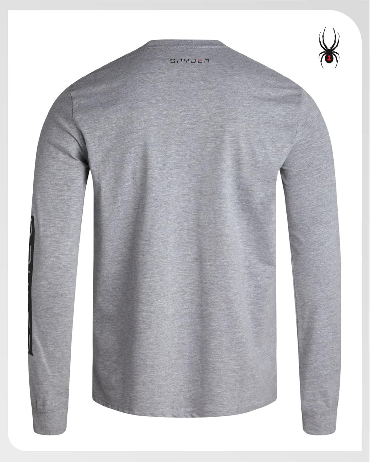 imageSpyder Mens Long Sleeve Shirt Lightweight Casual Crewneck Pullover Graphic Tee Classic Fit Long Sleeve Shirts for MenHeather Grey Logo