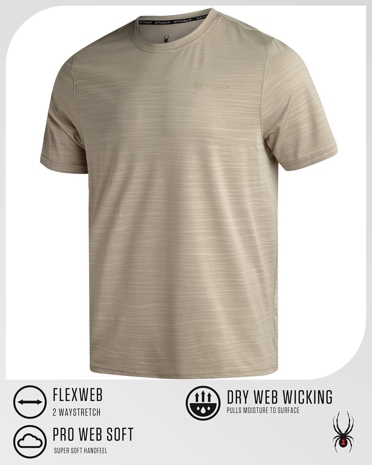 imageSpyder Mens T Shirt Athletic Performance Short Sleeve Running Workout Tee Moisture Wicking Crewneck Shirts for MenBone Jacquard
