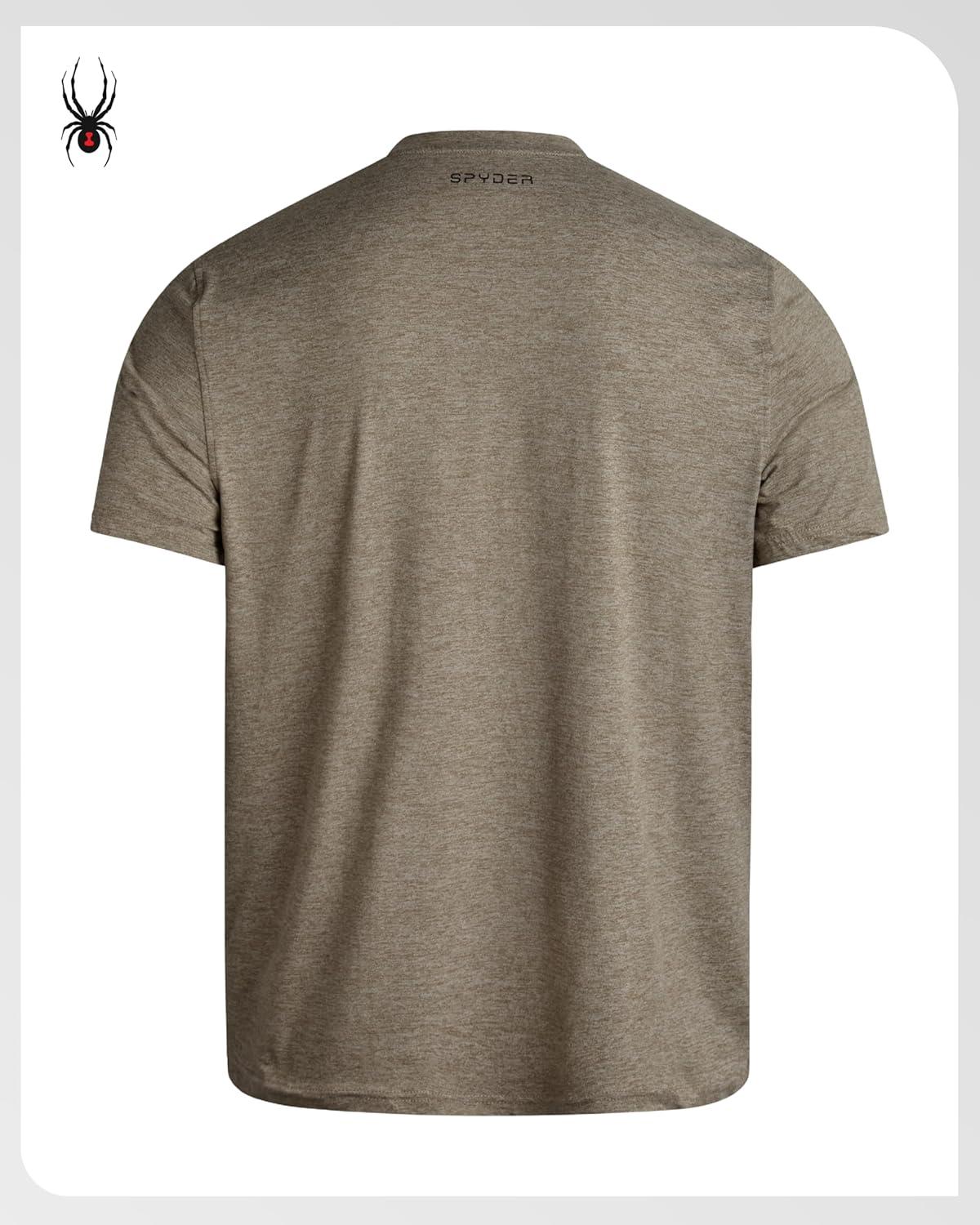 imageSpyder Mens T Shirt Athletic Performance Short Sleeve Running Workout Tee Moisture Wicking Crewneck Shirts for MenBrown Stone Logo