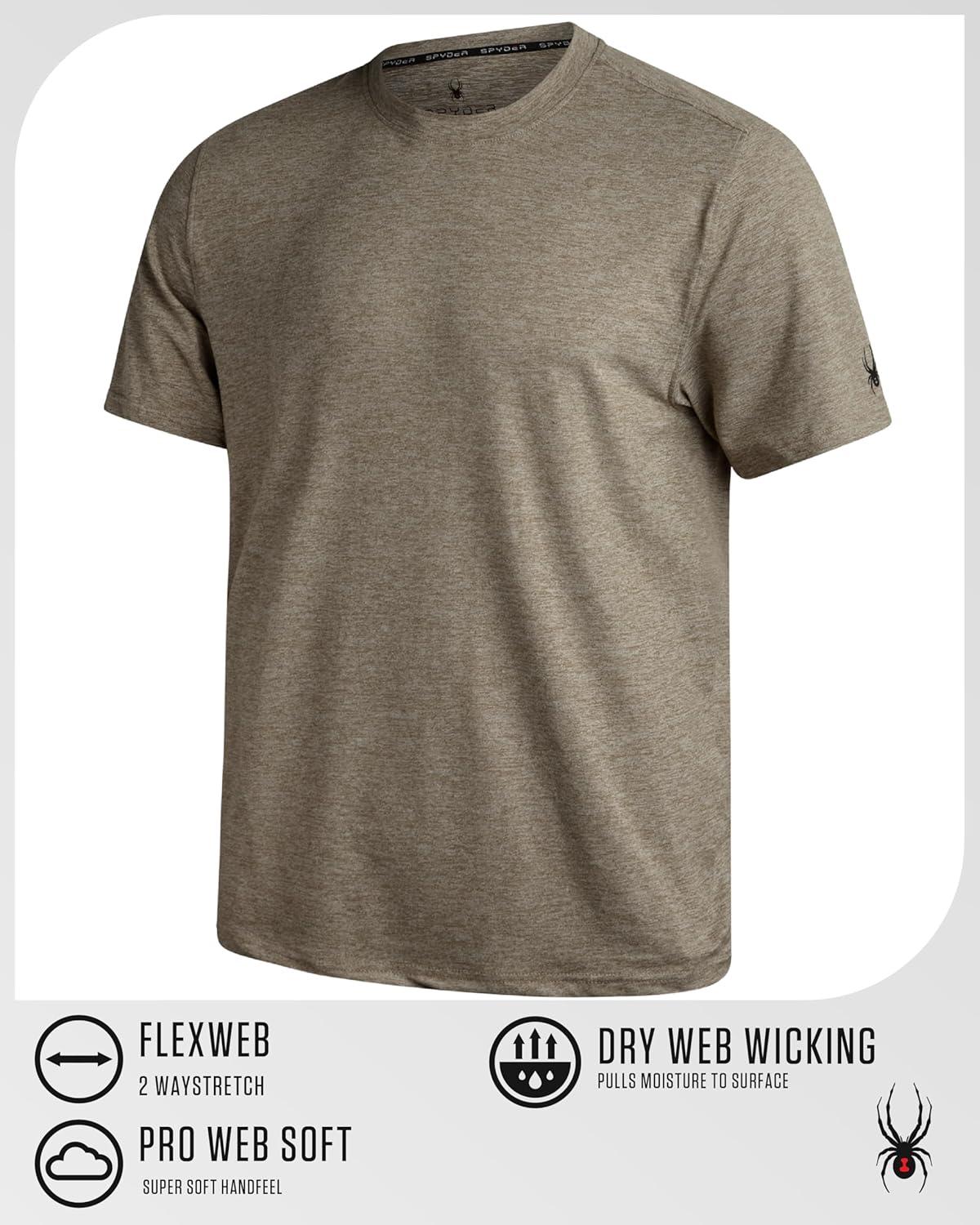 imageSpyder Mens T Shirt Athletic Performance Short Sleeve Running Workout Tee Moisture Wicking Crewneck Shirts for MenBrown Stone Logo