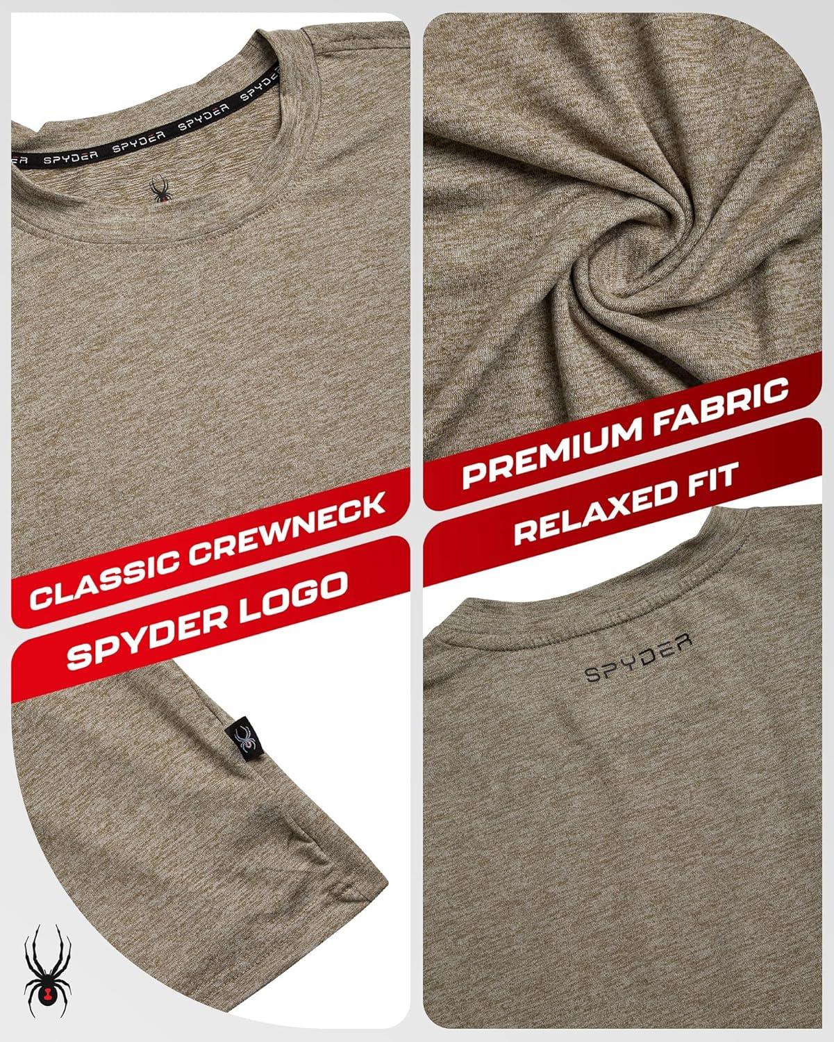 imageSpyder Mens T Shirt Athletic Performance Short Sleeve Running Workout Tee Moisture Wicking Crewneck Shirts for MenBrown Stone Logo