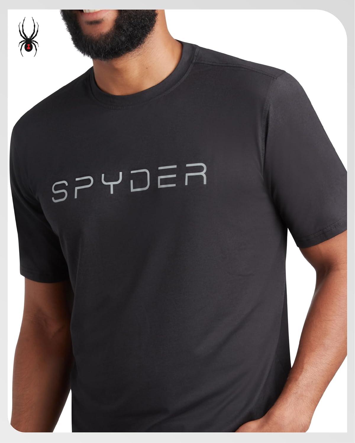 imageSpyder Mens T Shirt Athletic Performance Short Sleeve Running Workout Tee Moisture Wicking Crewneck Shirts for MenHeather Black