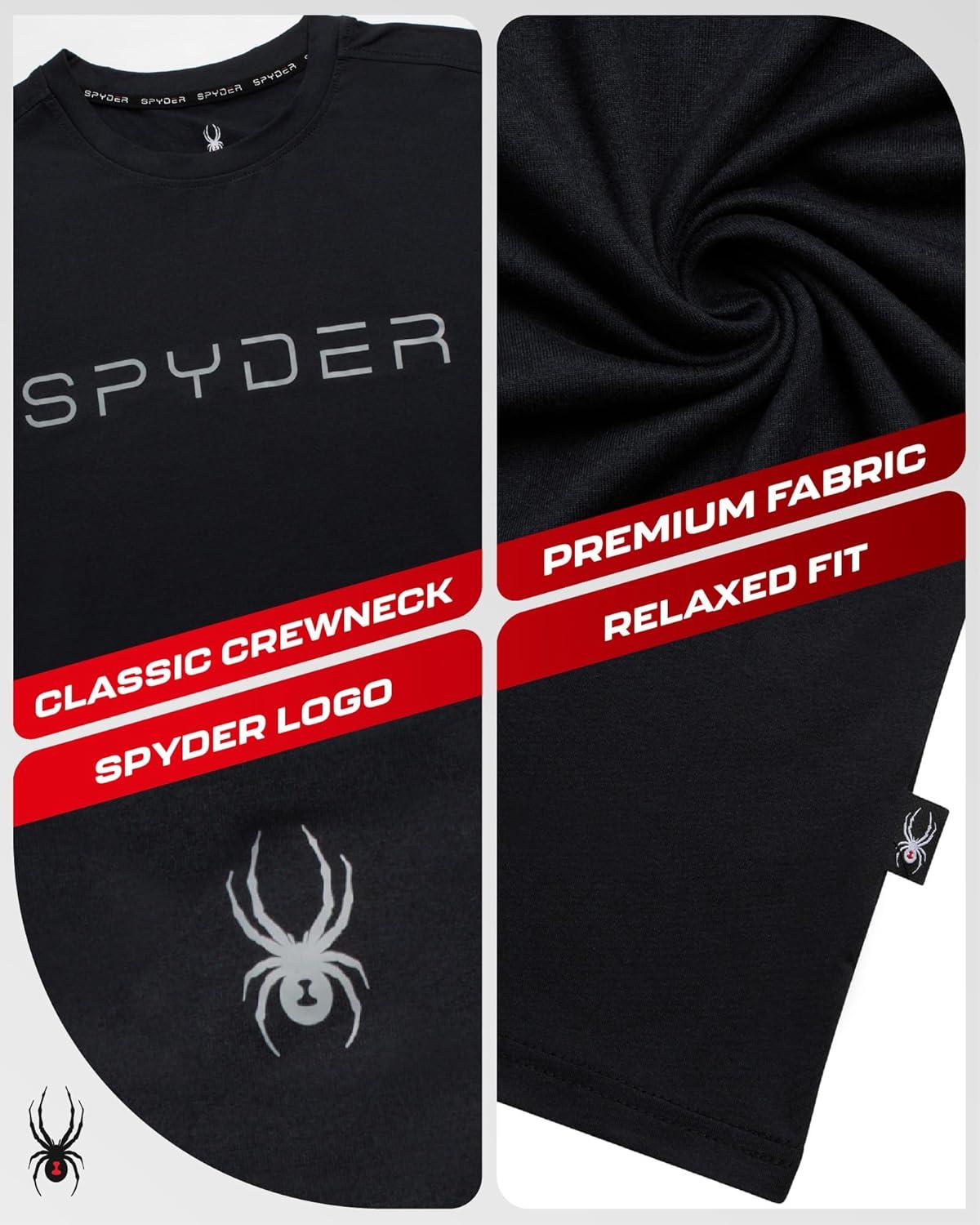 imageSpyder Mens T Shirt Athletic Performance Short Sleeve Running Workout Tee Moisture Wicking Crewneck Shirts for MenHeather Black
