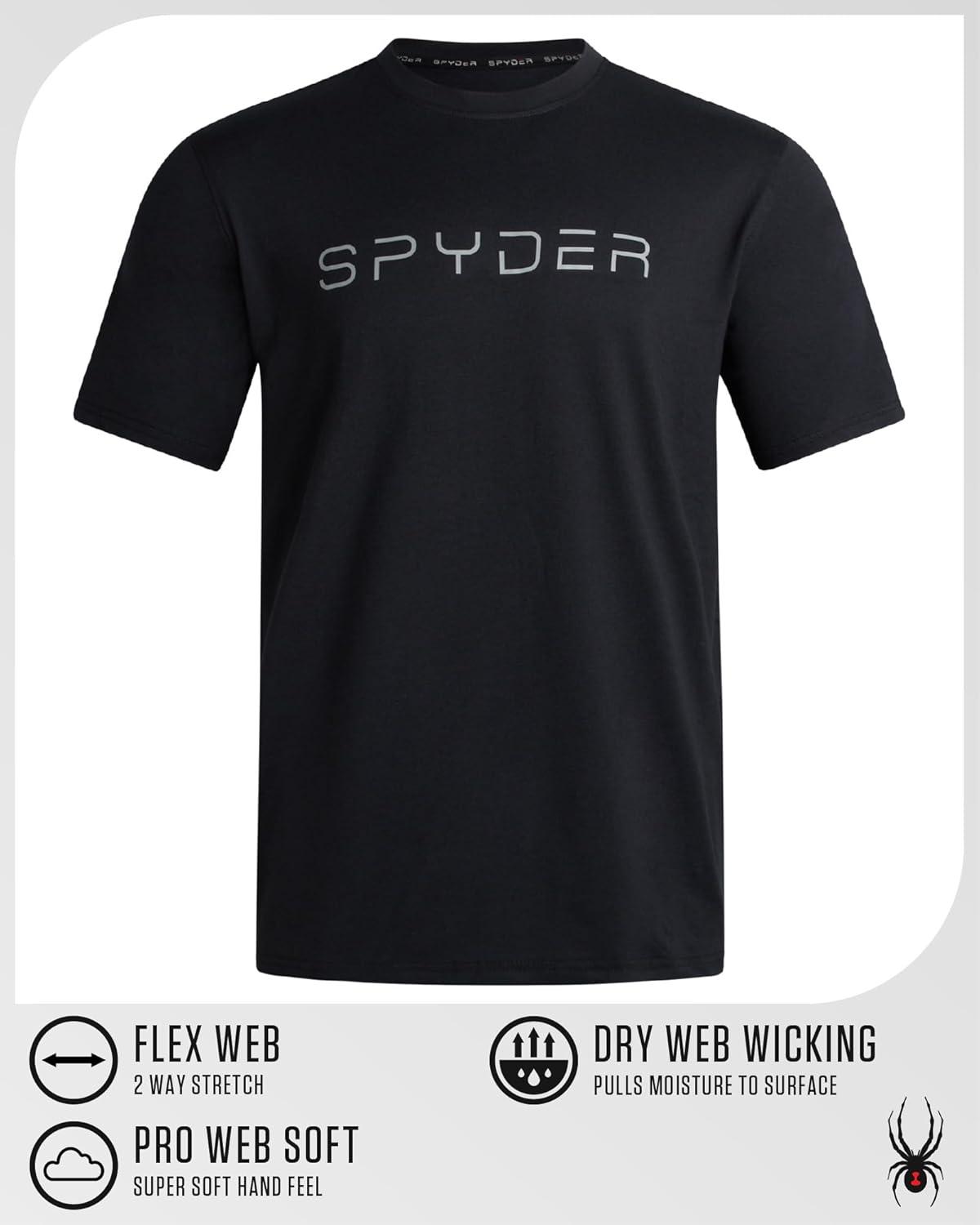 imageSpyder Mens T Shirt Athletic Performance Short Sleeve Running Workout Tee Moisture Wicking Crewneck Shirts for MenHeather Black