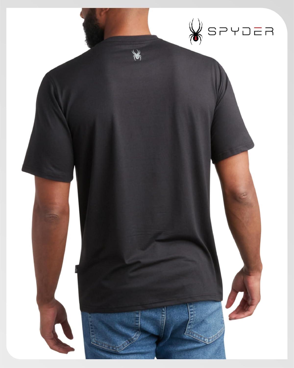 imageSpyder Mens T Shirt Athletic Performance Short Sleeve Running Workout Tee Moisture Wicking Crewneck Shirts for MenHeather Black