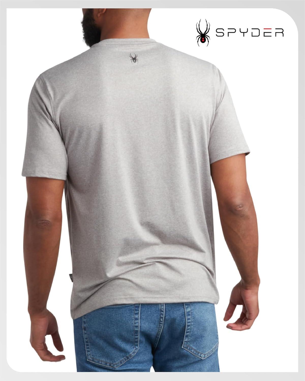 imageSpyder Mens T Shirt Athletic Performance Short Sleeve Running Workout Tee Moisture Wicking Crewneck Shirts for MenHeather Grey
