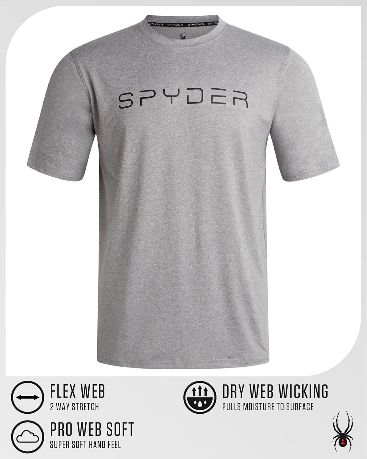 imageSpyder Mens T Shirt Athletic Performance Short Sleeve Running Workout Tee Moisture Wicking Crewneck Shirts for MenHeather Grey