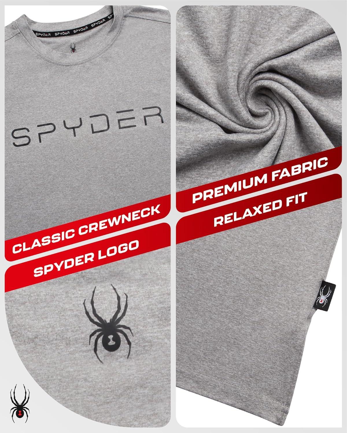 imageSpyder Mens T Shirt Athletic Performance Short Sleeve Running Workout Tee Moisture Wicking Crewneck Shirts for MenHeather Grey