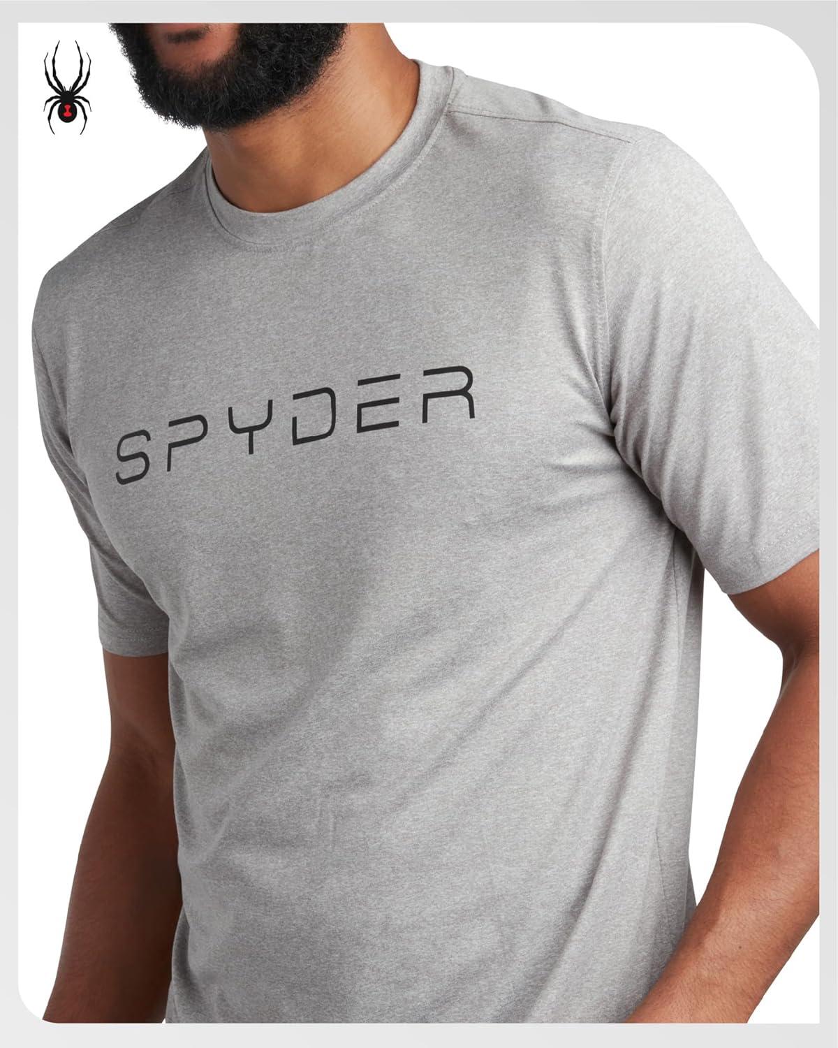 imageSpyder Mens T Shirt Athletic Performance Short Sleeve Running Workout Tee Moisture Wicking Crewneck Shirts for MenHeather Grey