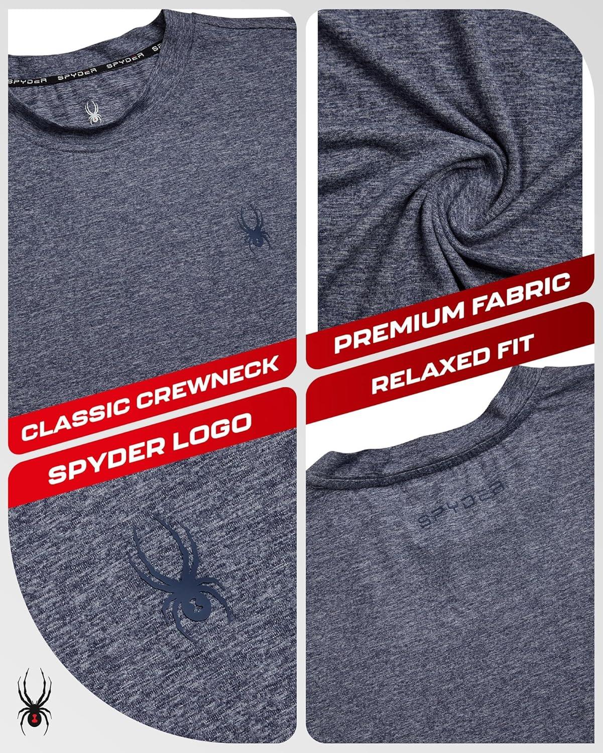 imageSpyder Mens T Shirt Athletic Performance Short Sleeve Running Workout Tee Moisture Wicking Crewneck Shirts for MenNavy Heather Solid