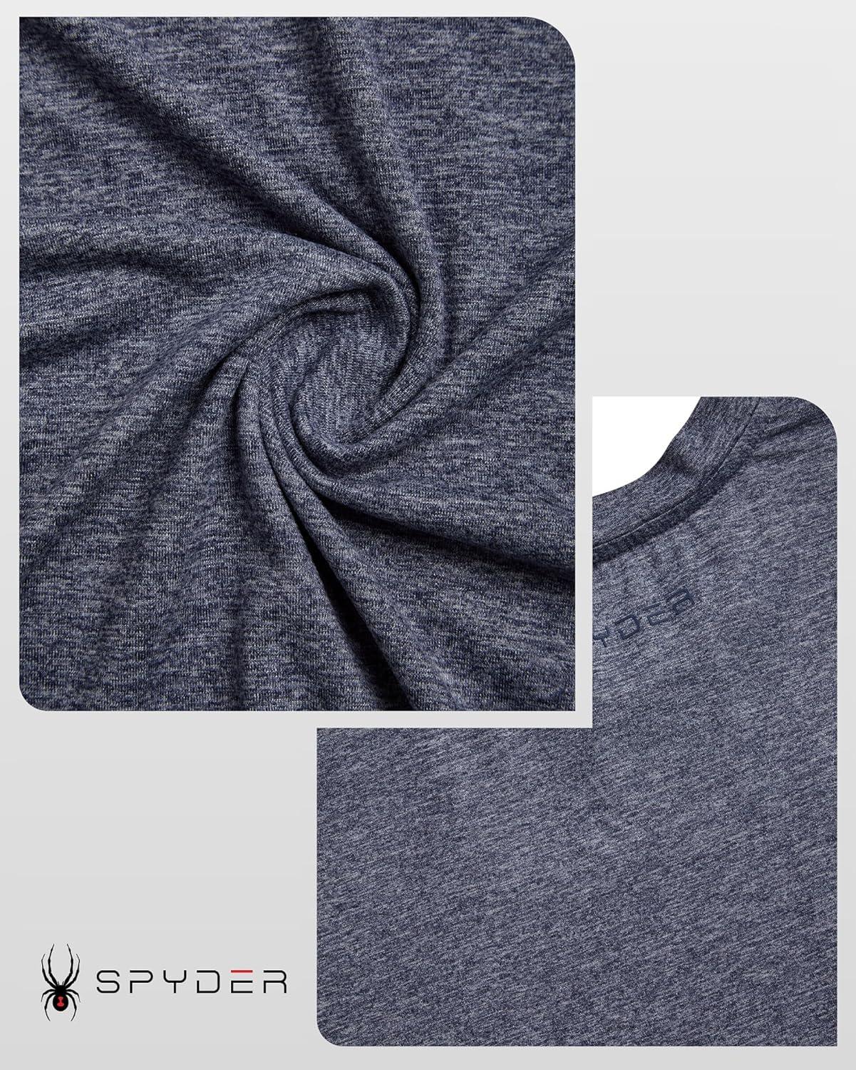 imageSpyder Mens T Shirt Athletic Performance Short Sleeve Running Workout Tee Moisture Wicking Crewneck Shirts for MenNavy Heather Solid