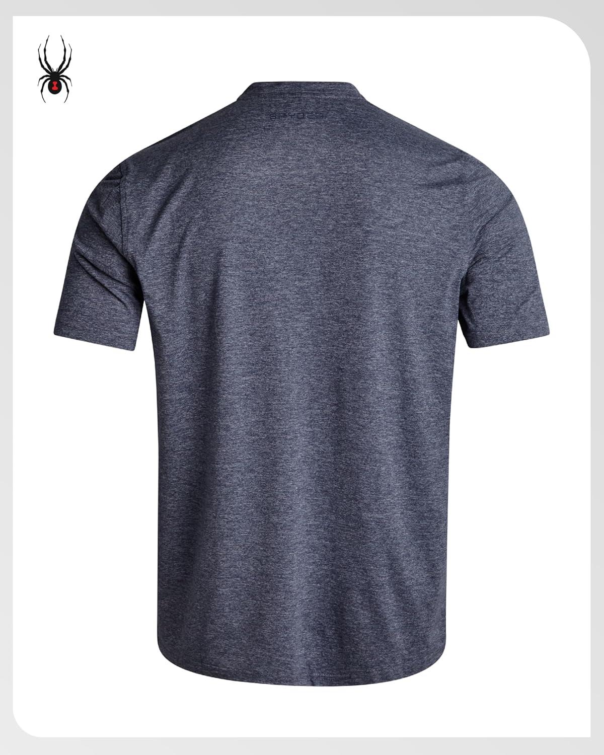 imageSpyder Mens T Shirt Athletic Performance Short Sleeve Running Workout Tee Moisture Wicking Crewneck Shirts for MenNavy Heather Solid