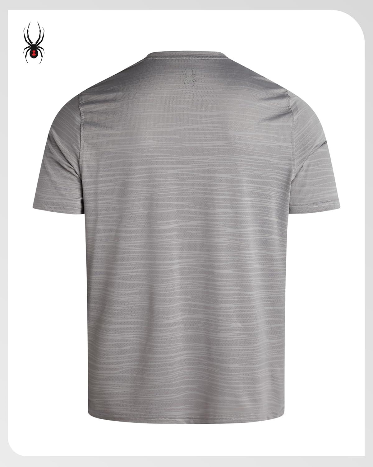 imageSpyder Mens T Shirt Athletic Performance Short Sleeve Running Workout Tee Moisture Wicking Crewneck Shirts for MenPewter Jacquard