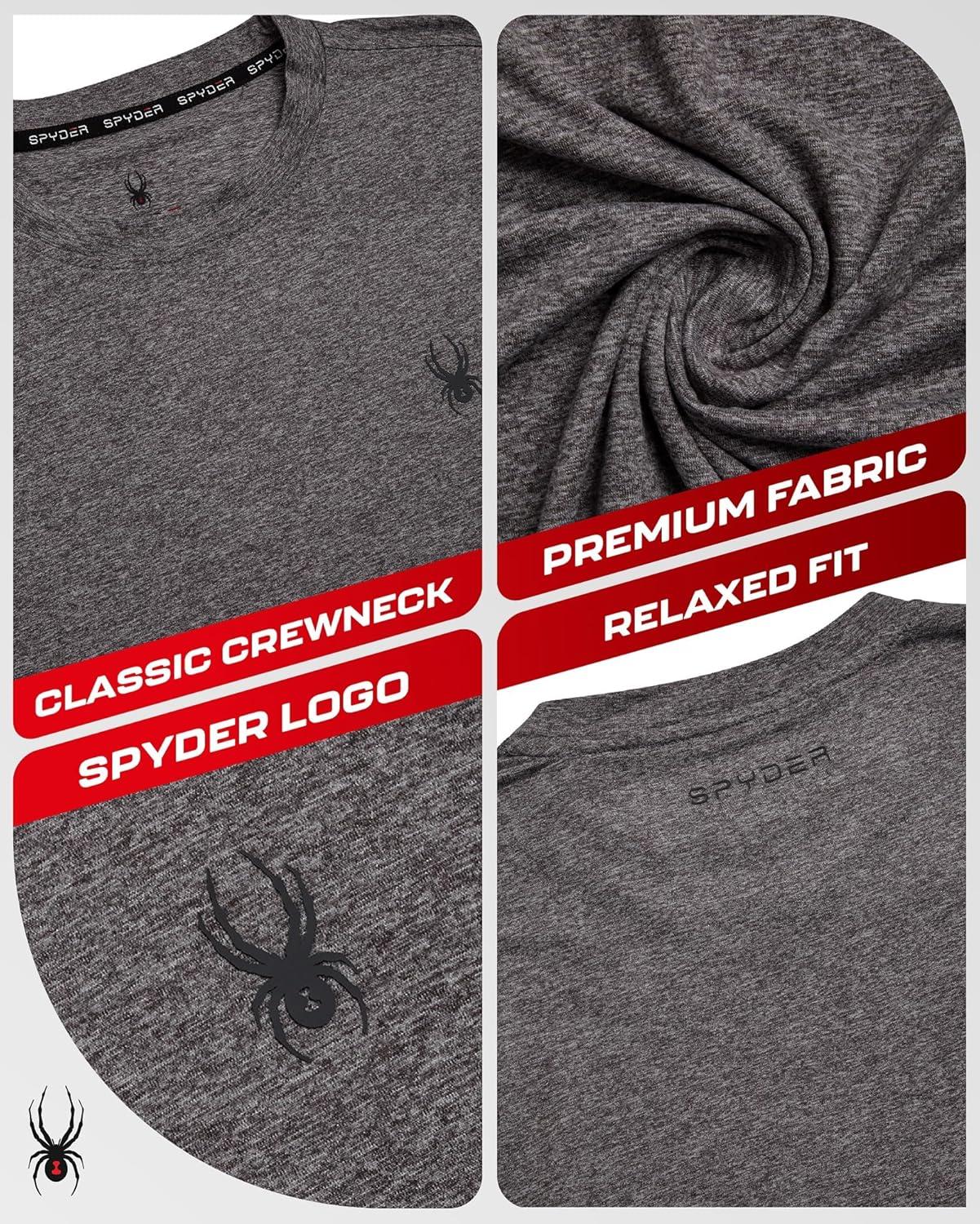 imageSpyder Mens T Shirt Athletic Performance Short Sleeve Running Workout Tee Moisture Wicking Crewneck Shirts for MenPolar Solid