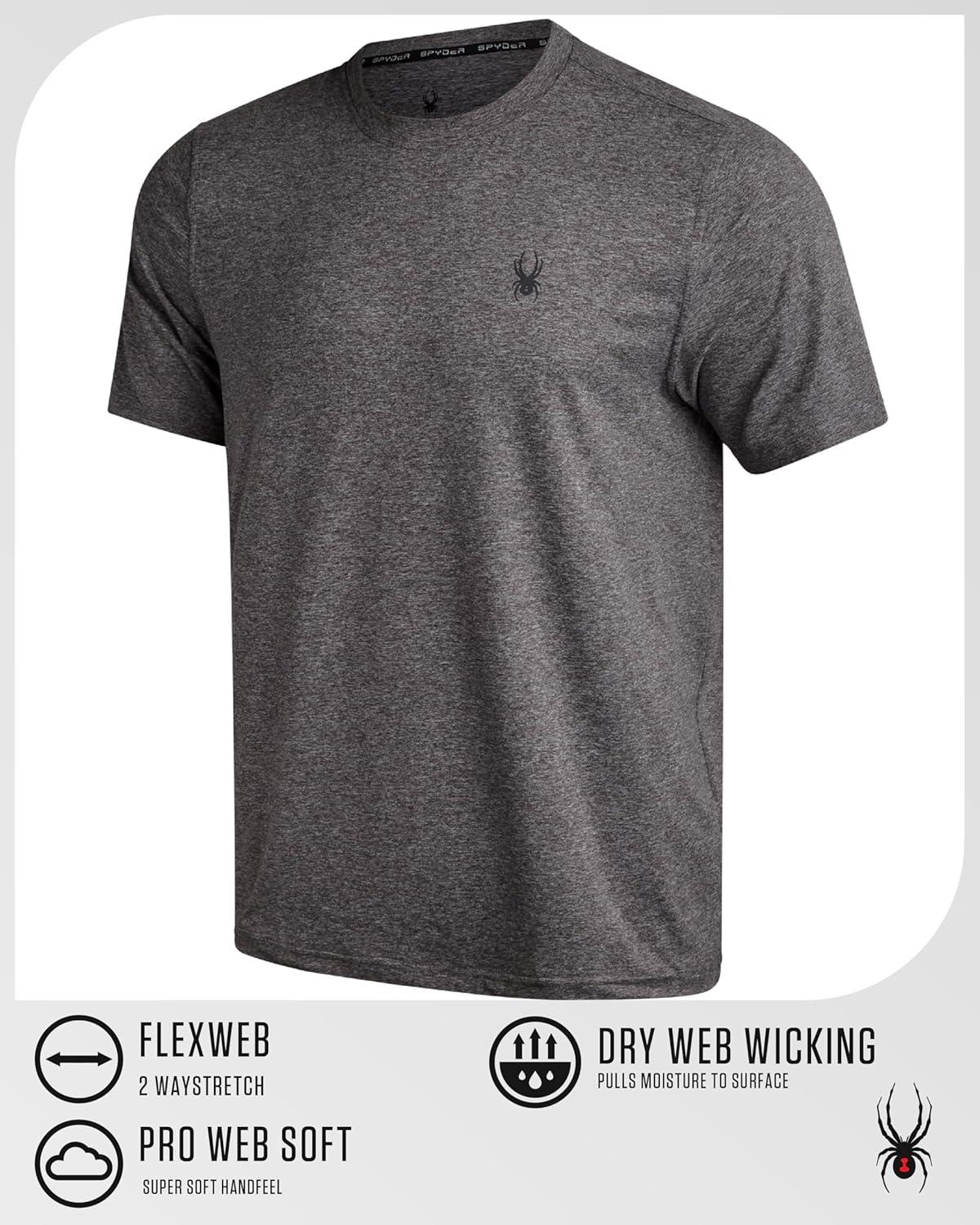 imageSpyder Mens T Shirt Athletic Performance Short Sleeve Running Workout Tee Moisture Wicking Crewneck Shirts for MenPolar Solid